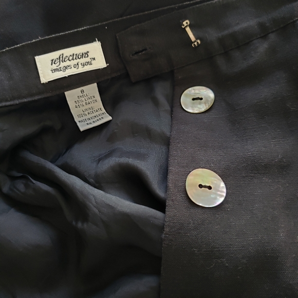 Linen blend button down midi skirt with liner- 8 - Picture 4 of 7